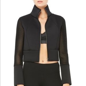 Alo Yoga Neoprene Mesh Zip Up Jacket in black size m